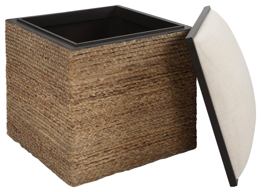 Uttermost Island Square Straw Accent Stool