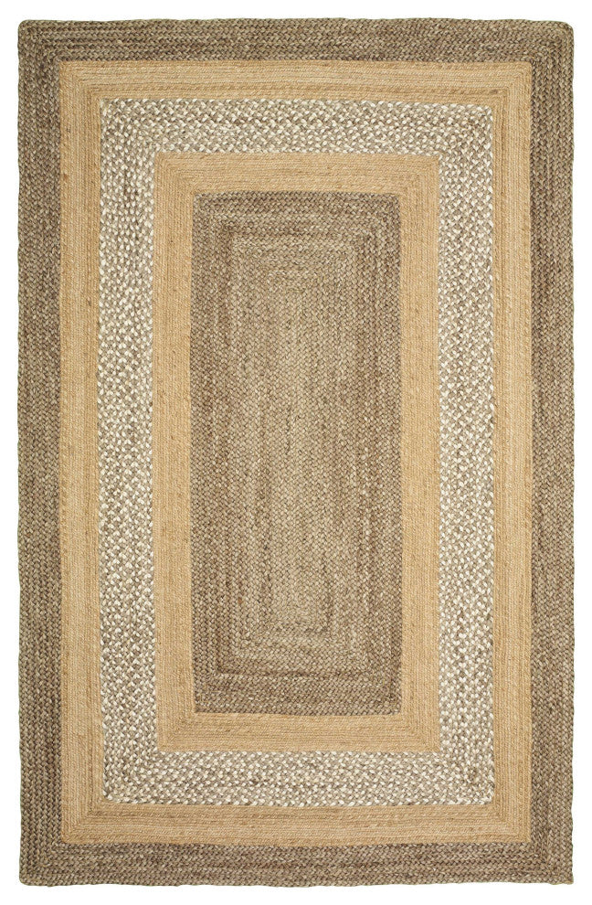 4" x 6" Tan and Beige Bordered Area Rug