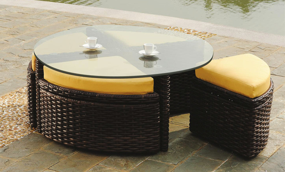 St. Tropez Sushi Table with Ottomans, Canvas