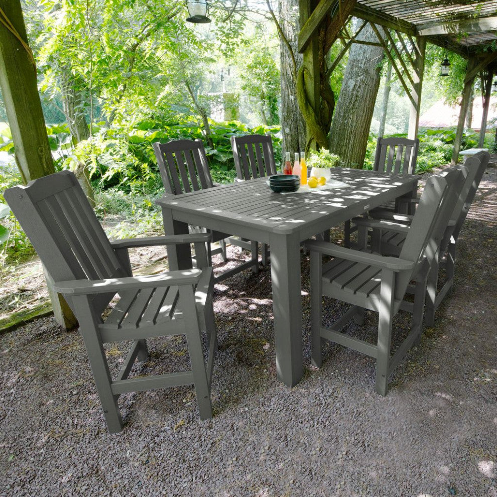 Lehigh 7-Piece Rectangle Counter-Height Dining Set, Coastal Teak