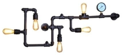 Vintage Industrial Steel Pipe Wall Lighting Fixture