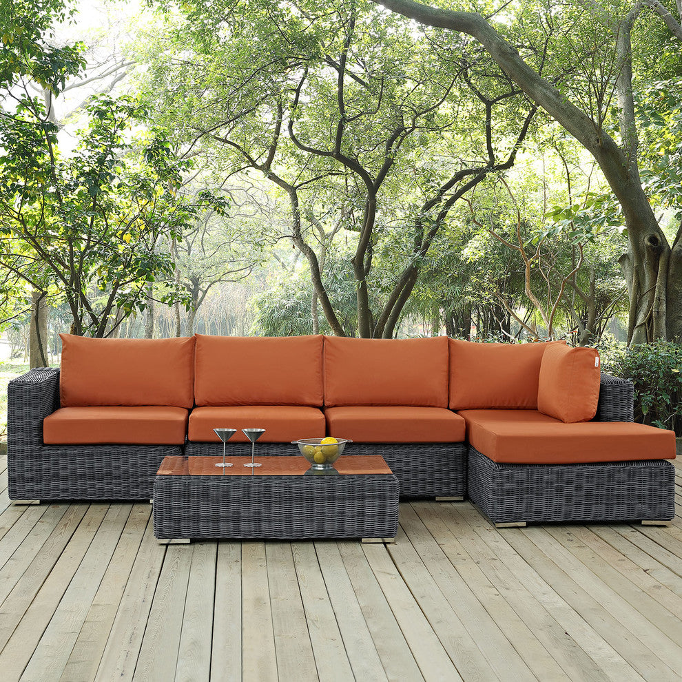 Canvas Tuscan Summon 5-Piece Outdoor Patio Sunbrella Sectional Set