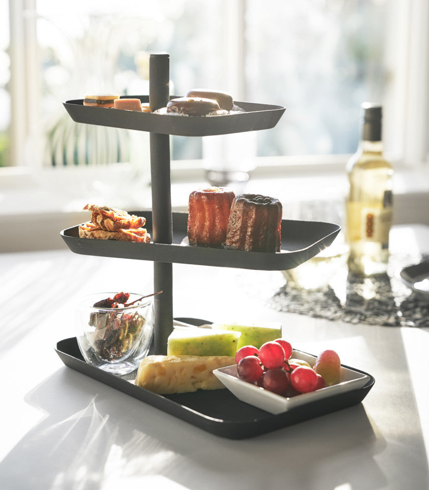 Tower 3-Tier Serving Stand, Black