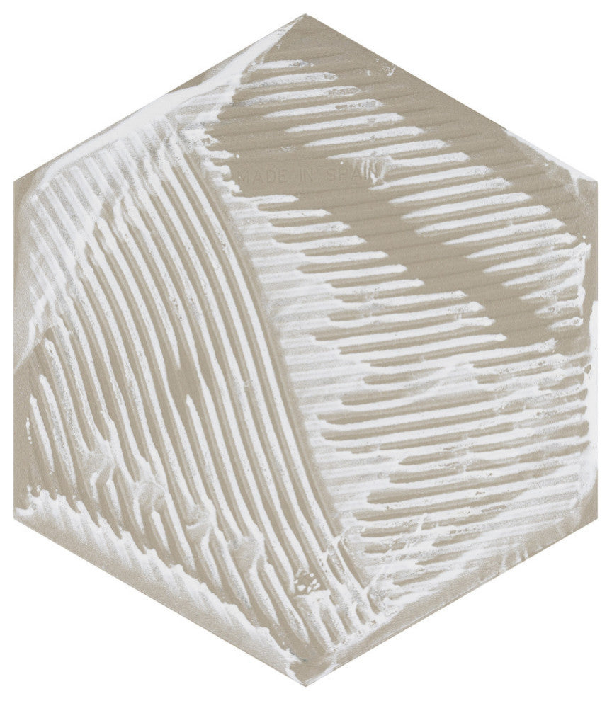 Cassis Hex Porcelain Floor and Wall Tile Sample, White
