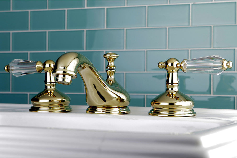 Kingston Brass Widespread Bathroom Faucet With Brass Pop-Up, Polished Brass