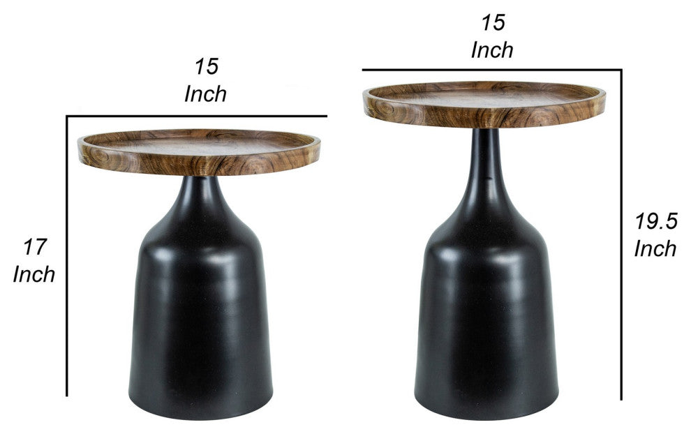 Benzara BM285231 17" Side Table Flared Pedestal Base, Aluminum, Black