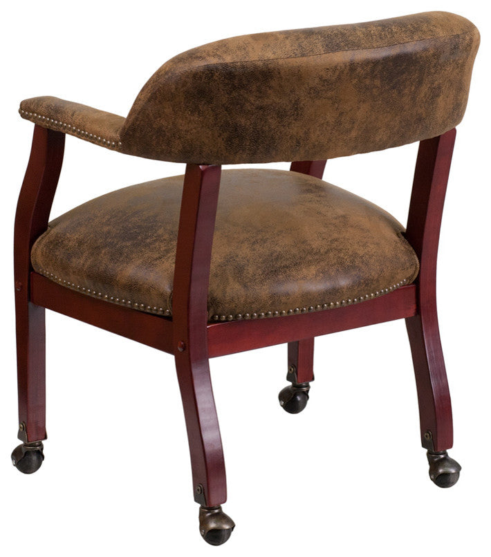 Bomber Jacket Brown Luxurious Conference Chair with Accent Nail Trim and Casters