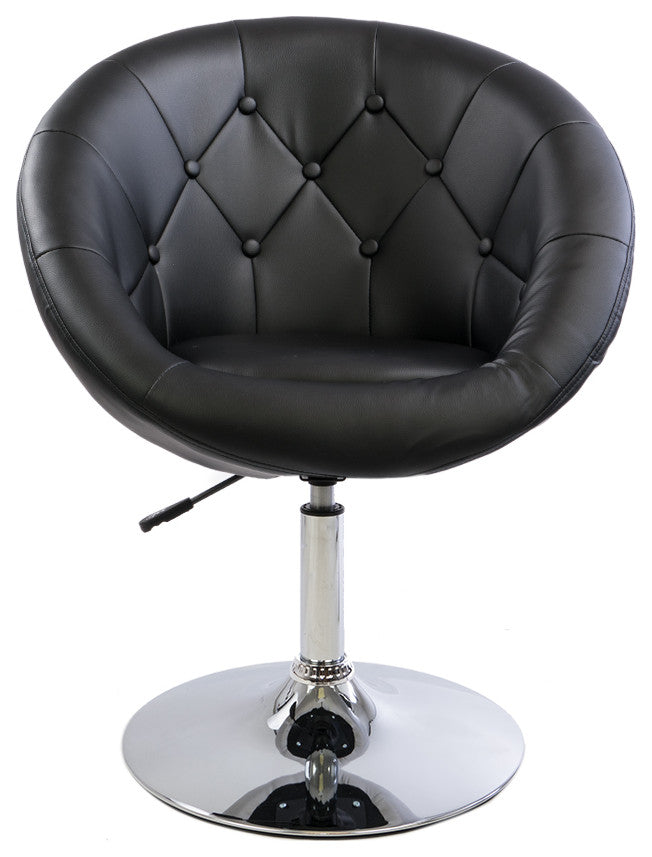 Antoinette Round Tufted Vanity Chair, Black