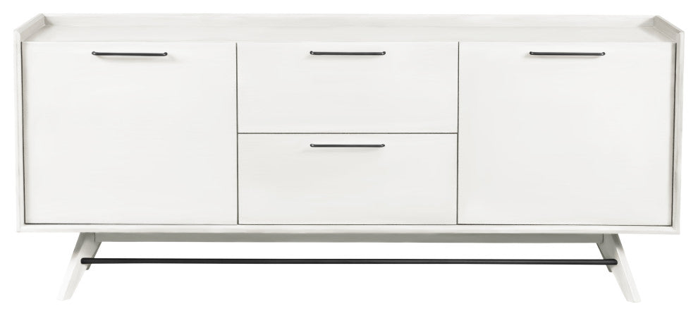 Mid-Century Modern 3-Section Sideboard, White