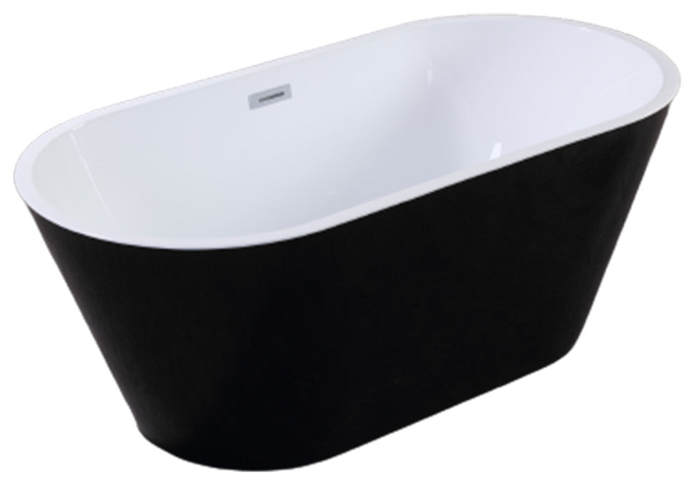 Acrylic Freestanding Soaking Bathtub, Black and White, 67"
