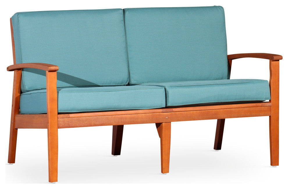 DTY Outdoor Living Longs Peak Eucalyptus Loveseat w/ Cushion, Natural Oil, Sage