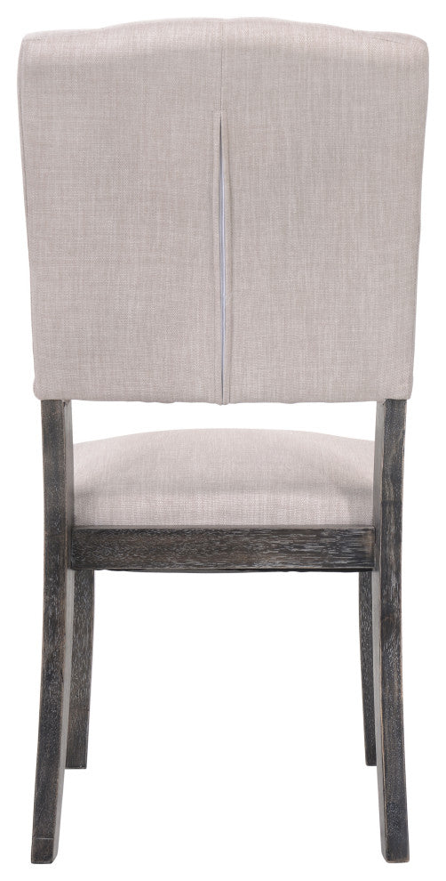 ACME Bernard Side Chair, Set of 2, Fabric and Weathered Gray Oak