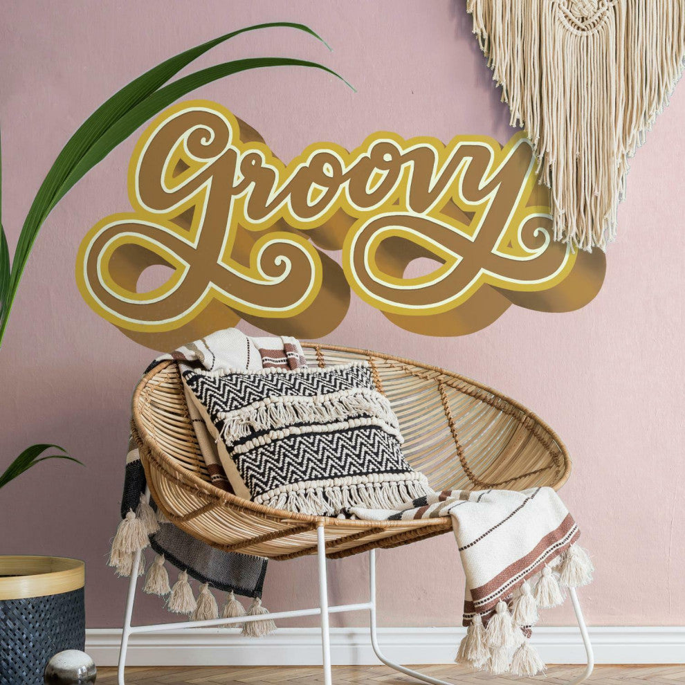 Yellow & Gold Groovy Retro XL Giant Wall Decals