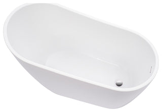 Vanity Art Freestanding Acrylic Soaking Bathtub, White/Integrated Overflow, 55"