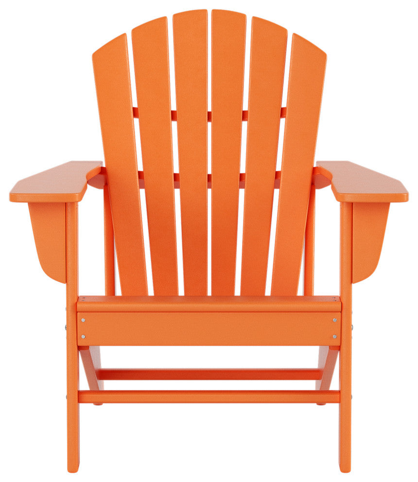 WestinTrends 2PC Outdoor Adirondack Poly Lumber Patio Chair, Side Table Set, Orange