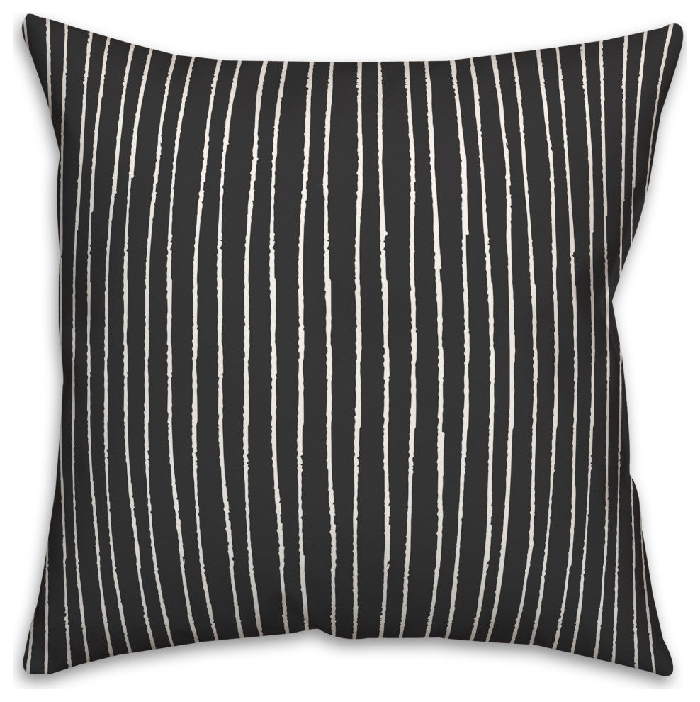 Black White Lines 18x18 Spun Poly Pillow