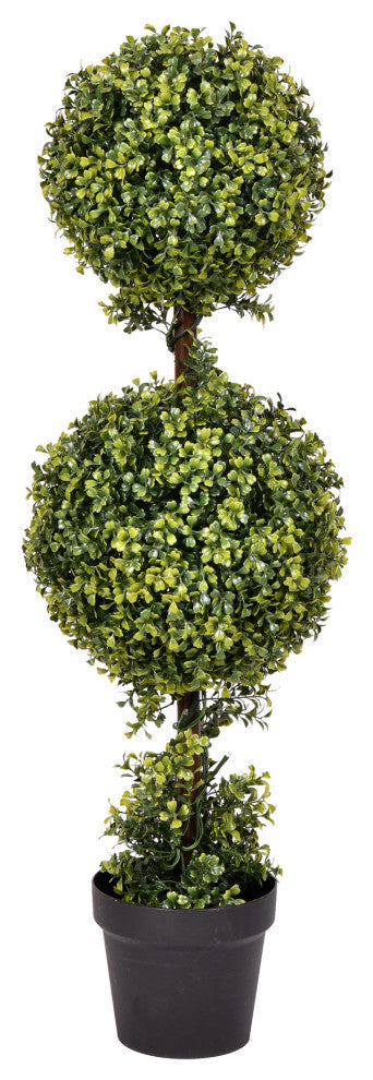Full product view on white background showing the double-ball boxwood topiary.