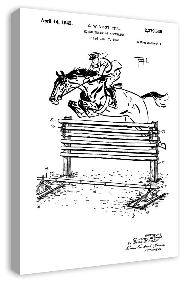 Vintage Horse Jumping Patent 20"x30" Print on Canvas