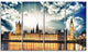 Big Ben UK and House of Parliament, Canvas Print, 48"x28", 4 Panels