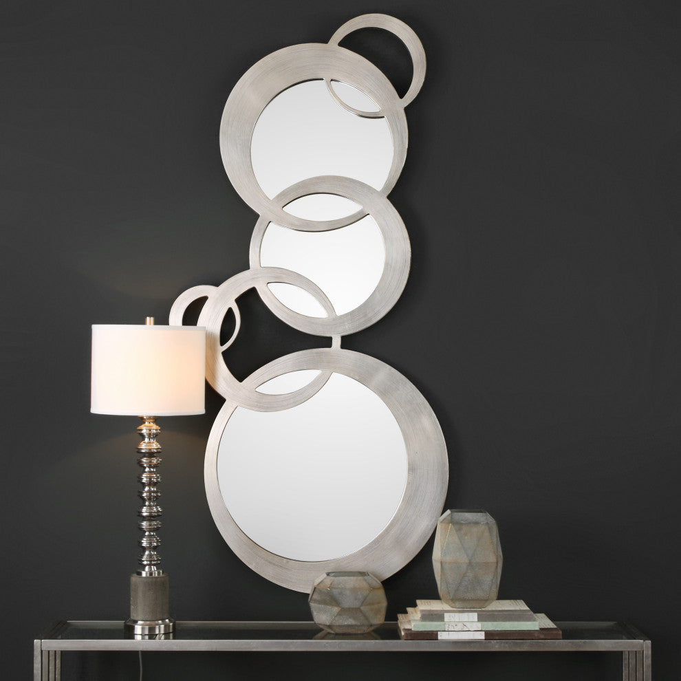 Uttermost Odiana Contemporary MDF Wood Decorative Mirror in Silver