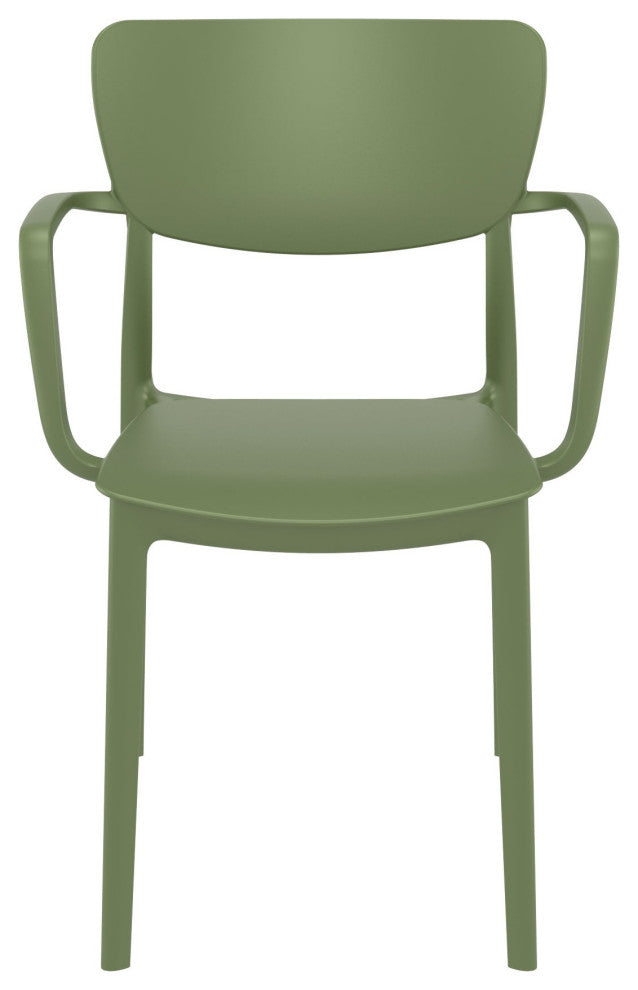 Lisa Outdoor Dining Arm Chair, Set of 2, Olive Green