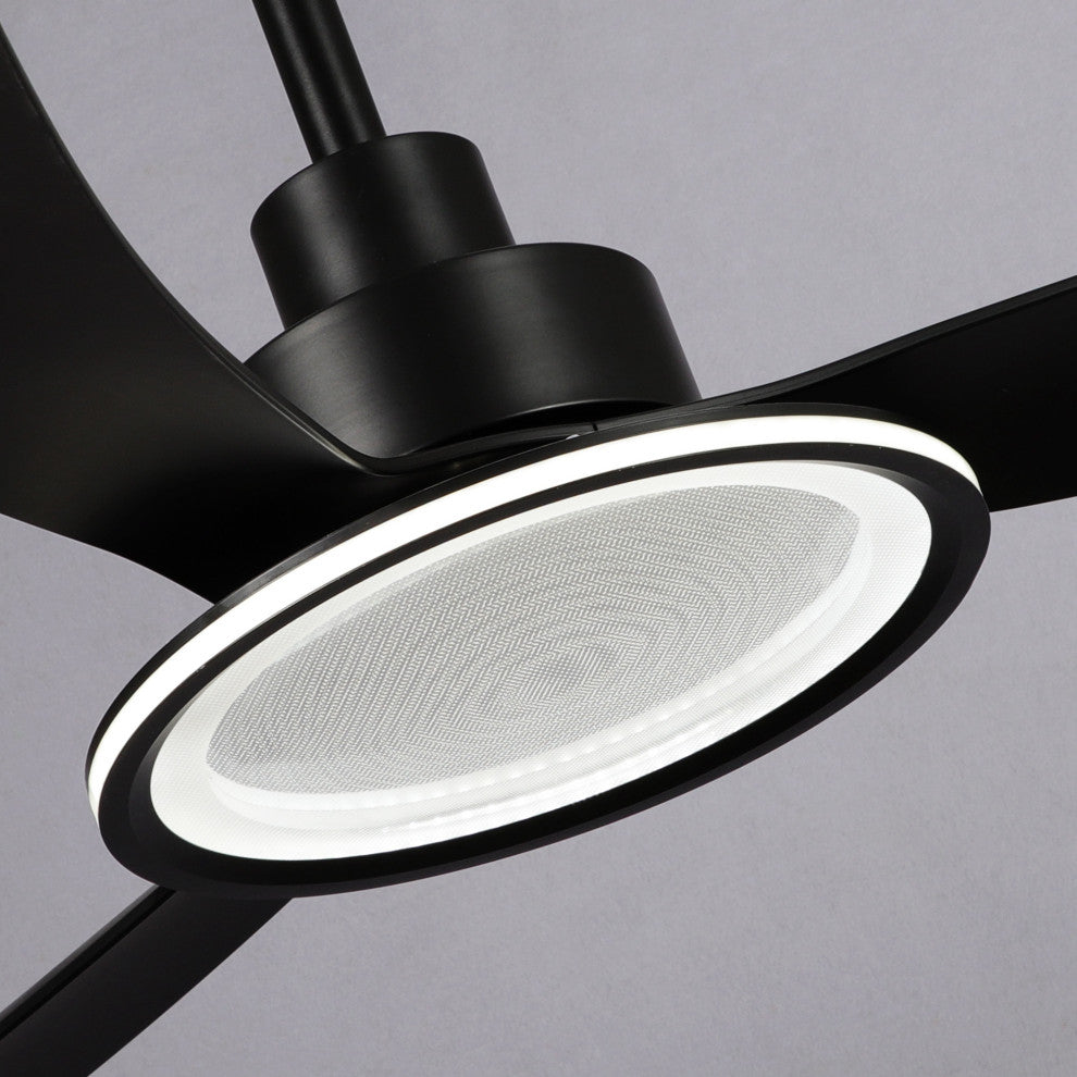52 in.Modern Black LED Ceiling Fan with Light and Remote Control