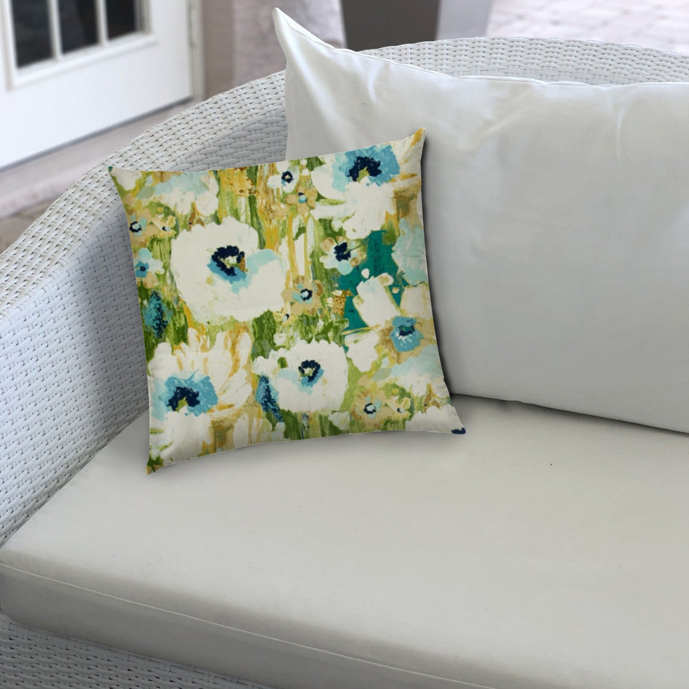Green Botanical Indoor Outdoor Sewn Throw Pillow