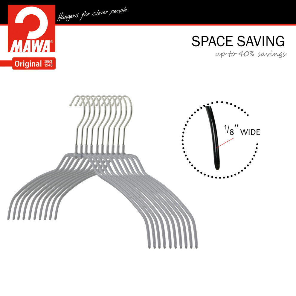 Silhouette Ultra Thin Shirt Hangers, Set of 20, Silver
