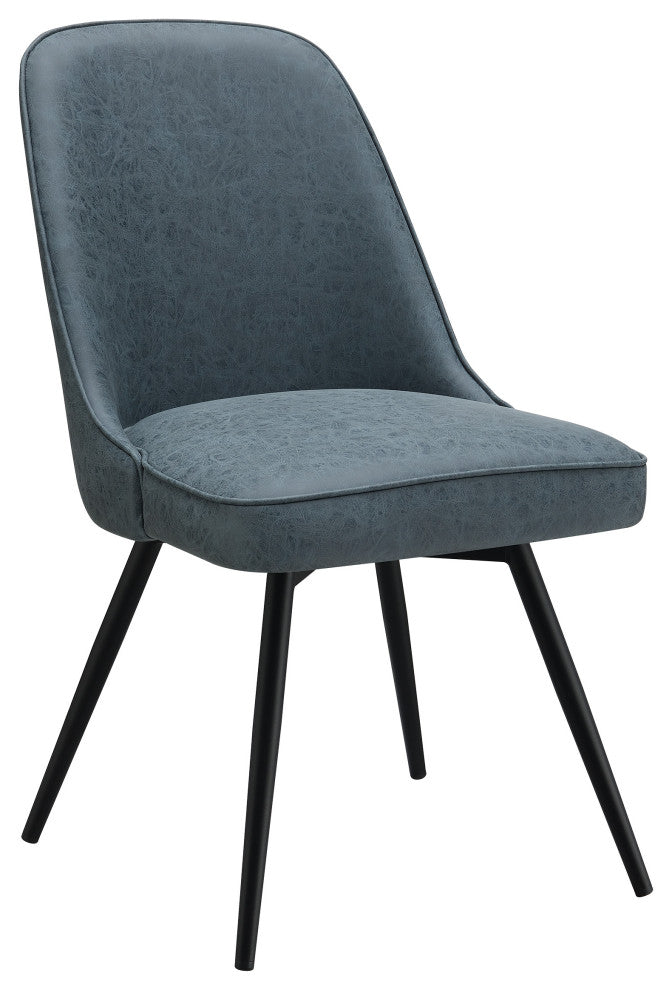 Penton Swivel Chair 2-Pack, Navy Faux Leather With Black Legs