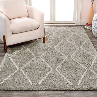 Catala Moroccan Diamond Shag Rug, Gray/Ivory, 8 Ft. X 10 Ft.