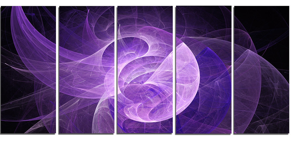 Purple Mystic Psychedelic Design, Abstract Art on Canvas, 60"x28", 5 Panels