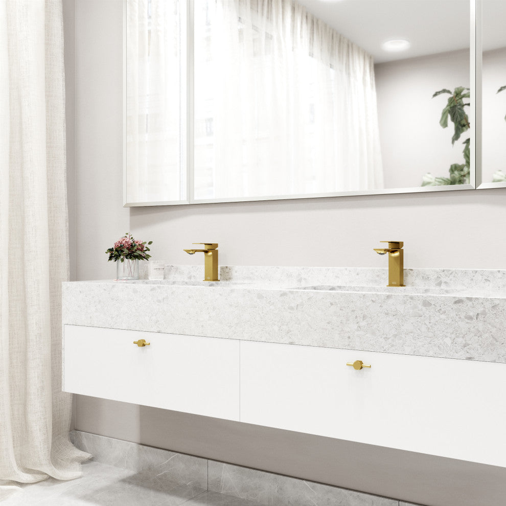 VIGO Dunn 6" H Single Handle Single Hole Bathroom Faucet, Matte Brushed Gold, Without Extras