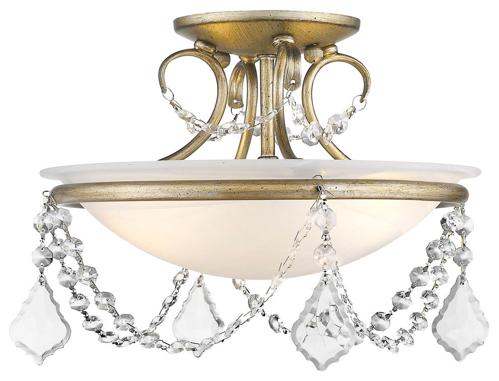 Livex 6523-73 2-Light Ceiling Mount, Hand Painted Antique Silver Leaf