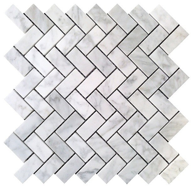 Carrara herringbone Pattern Polished Mosaic Tile