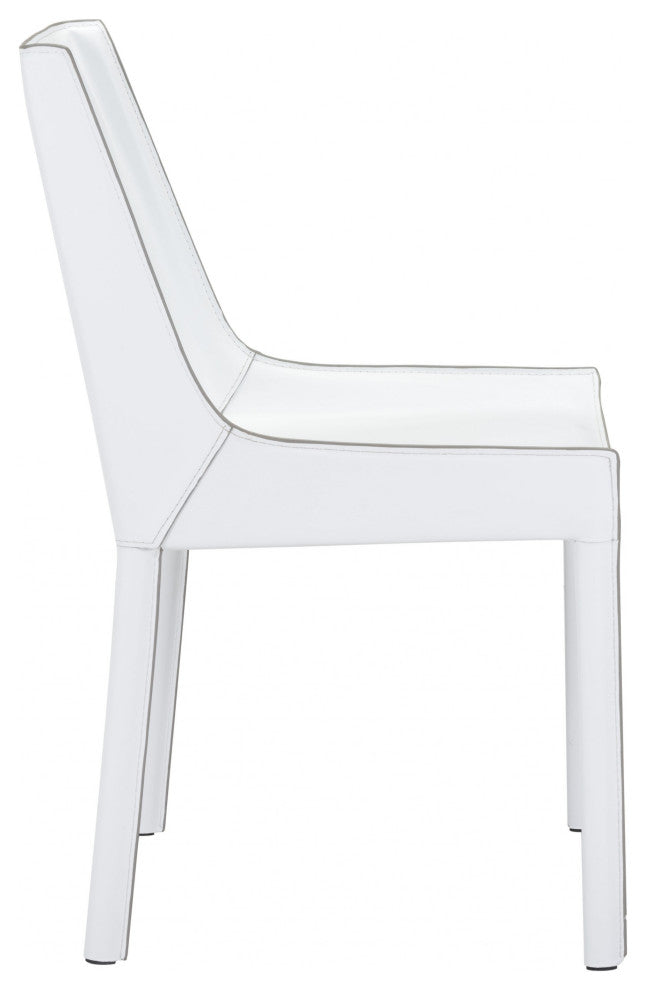 Set of Two White Faux Leather Dining Chairs