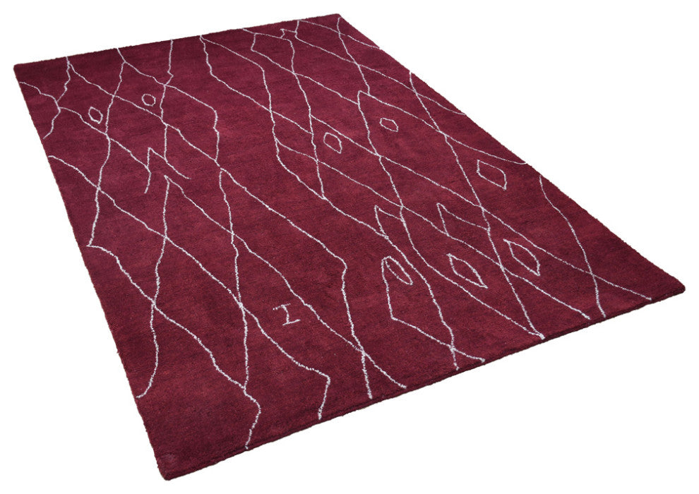 HAND KNOTTED LOOM SILK ECO-FRIENDLY AREA RUGS -8'x10', Rectangle, Red, Geometric