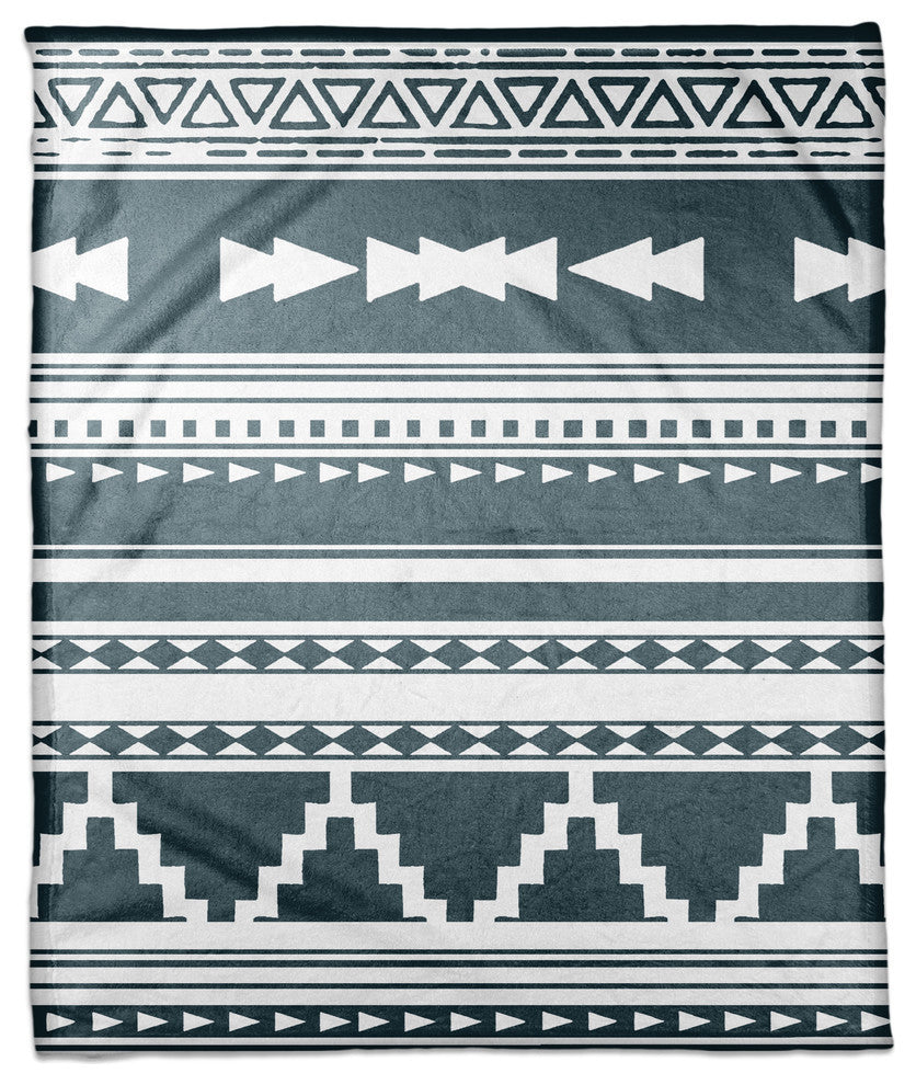 Blue Southwestern Style Pattern 60x80 Coral Fleece Blanket