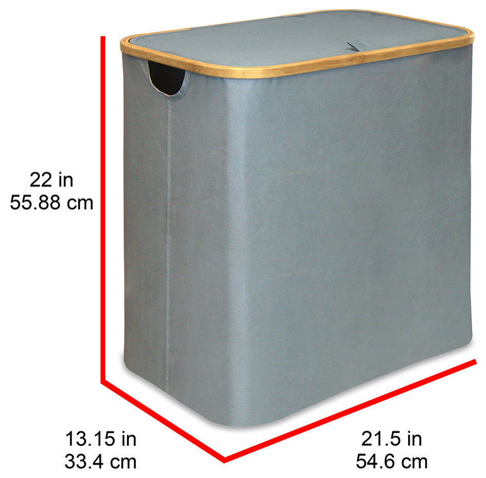 Oceanstar Double Soft Sided Laundry Hamper Sorter With Bamboo Rim Lid