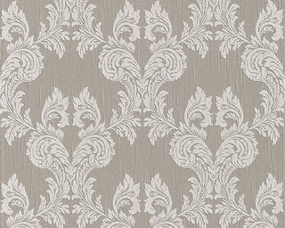 Tessuto, Baroque Fabric Gray Wallpaper Roll, Wall Decor Accent