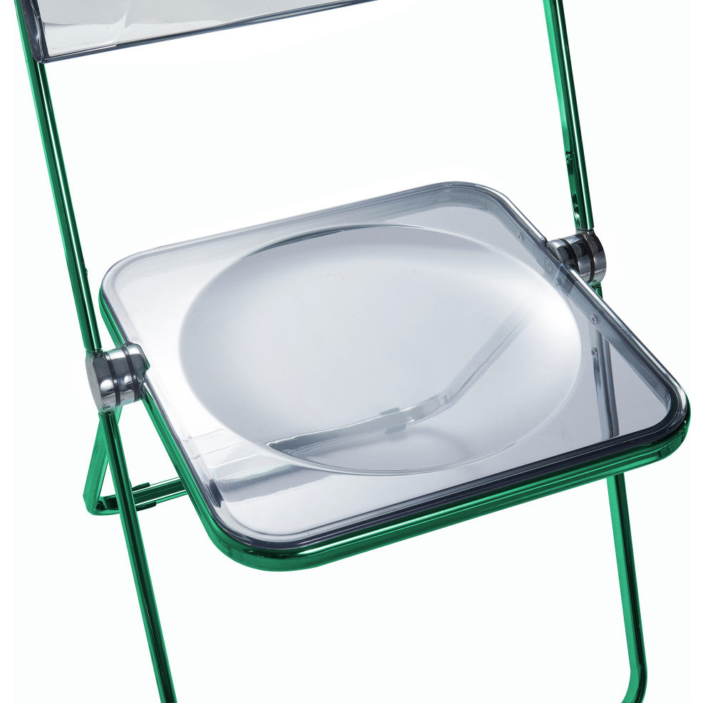 Lawrence Acrylic Folding Chair With Metal Frame, Green