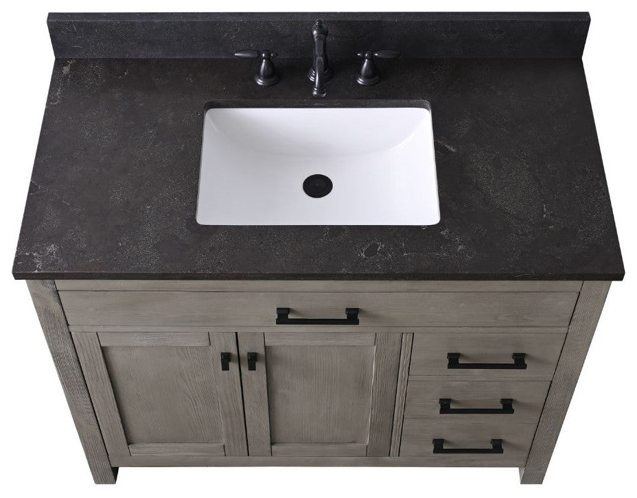Jasper 42" Bathroom Vanity, Textured Gray, Blue Limestone