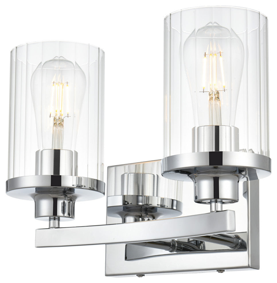 2 Light Chrome And Clear Bath Sconce