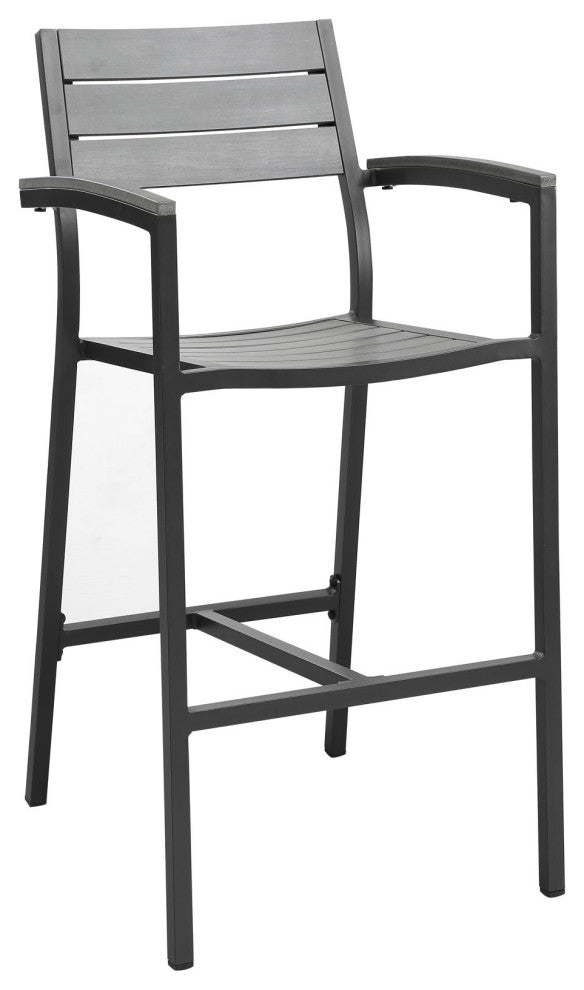Brown Gray Maine Bar Stool Outdoor Patio Set of 2