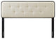 Tufted Headboard, King Size, Wood, Fabric, Black Beige, Modern Mid-Century