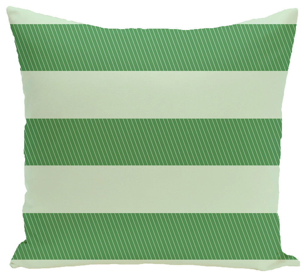 Windward Stripes Print Outdoor Pillow, Leaf Green, 20"x20"