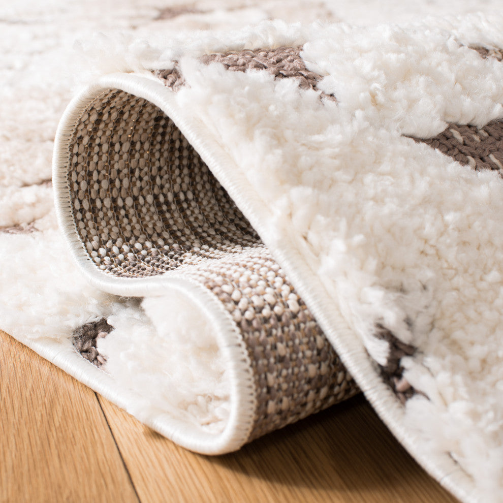 Safavieh Moroccan Tassel Shag Collection MTS688 Rug, Ivory/Brown, 9' X 12'