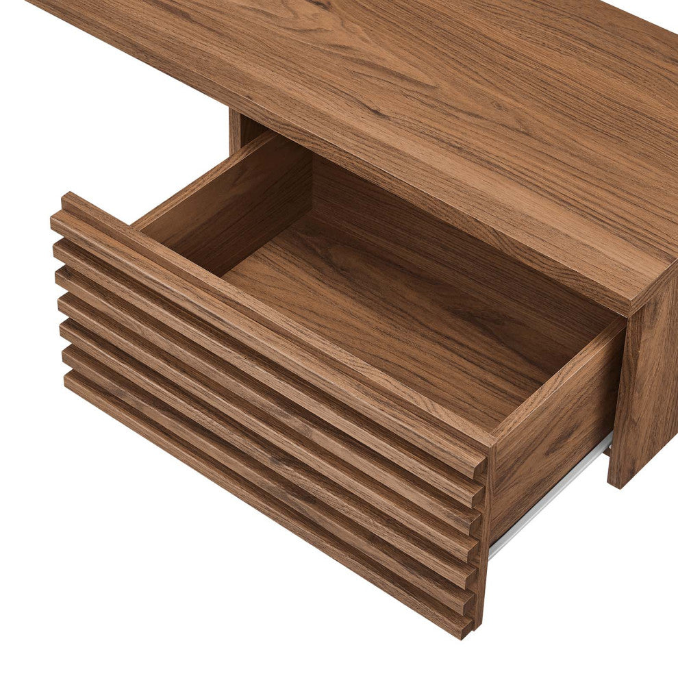 Render Wall Mount Corner Office Desk, Walnut