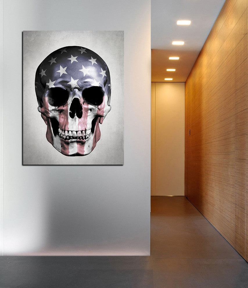 Cortesi Home "American Skull-Gray" by Nicklas Gustafsson, Giclee Canvas, 18"x26"
