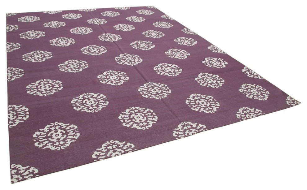 Rug N Carpet - Handmade Wool 9' 1'' x 11' 10'' Flatweave Dhurrie Kilim Rug