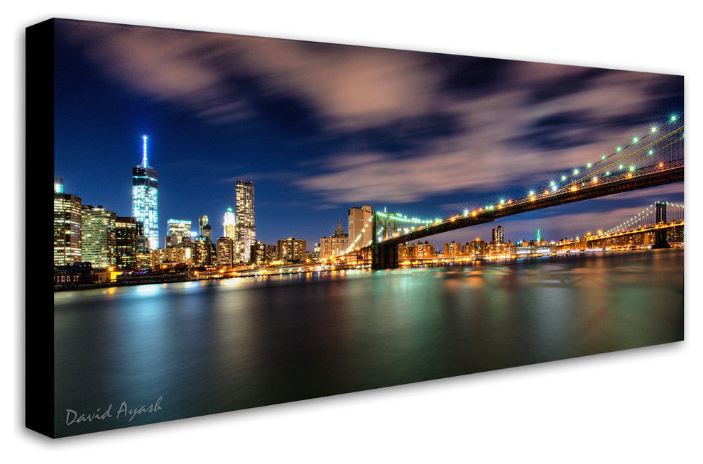 'Brooklyn Bridge and Downtown' Canvas Art by David Ayash